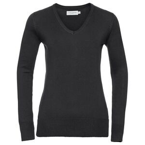 Russell Collection Womens/Ladies Cotton Acrylic V Neck Sweatshirt / Black